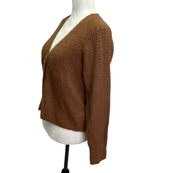 RW&Co Brown V-Neck Cropped Cardigan Size M - Picture 7 of 8
